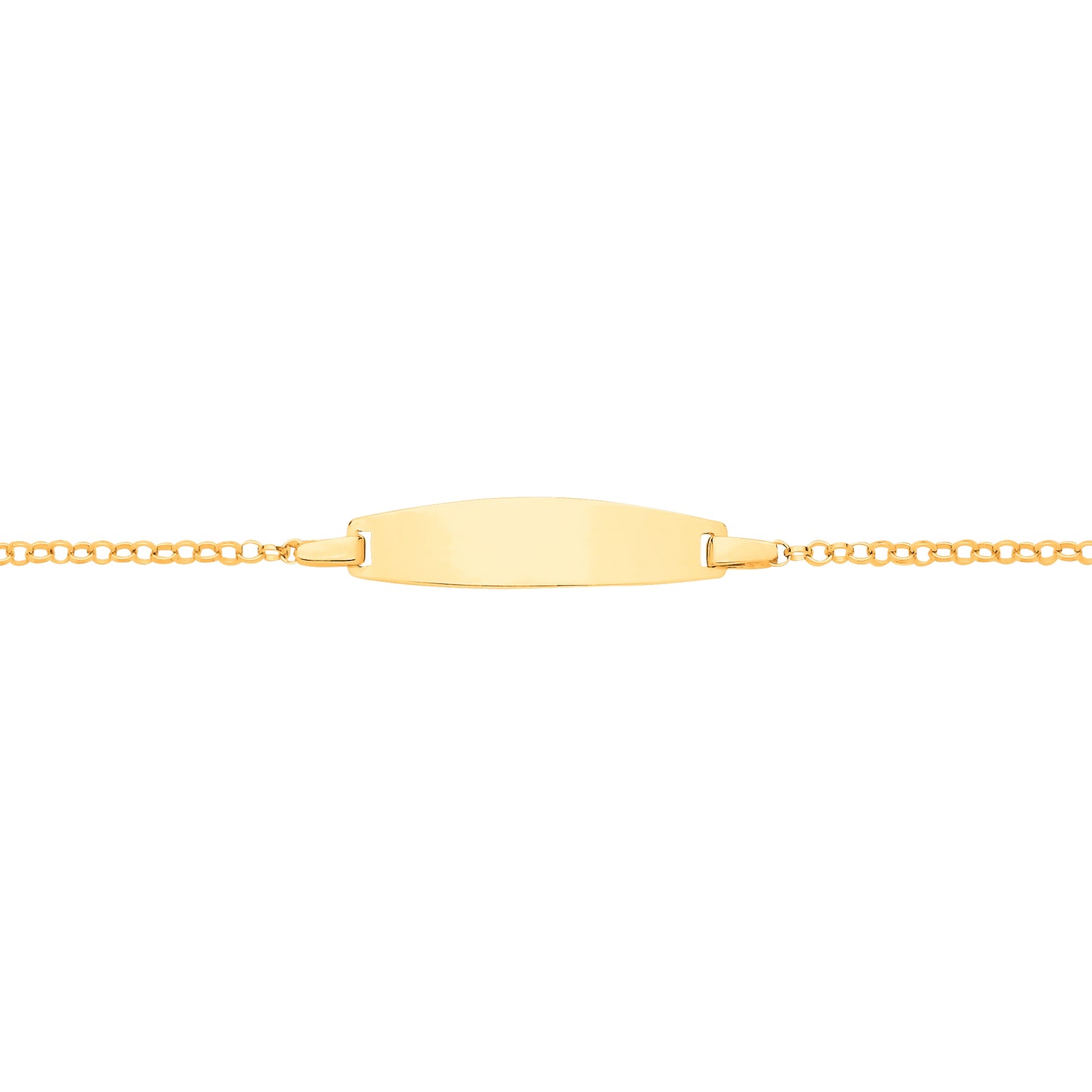 Kids 9ct Gold  Round Belcher Oval Convex Identity ID Bracelet 6" - G9CID0009