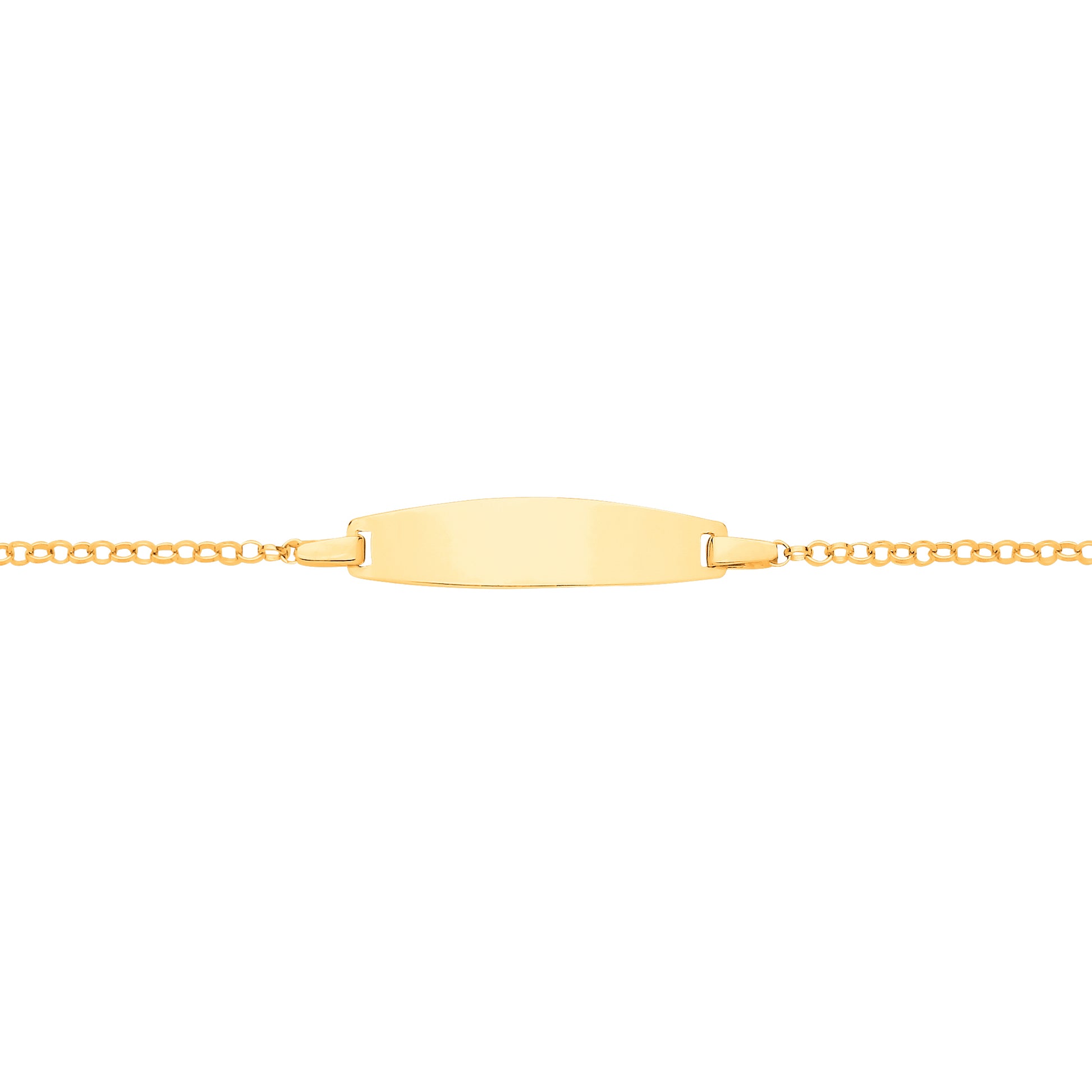 Kids 9ct Gold  Round Belcher Oval Convex Identity ID Bar Bracelet - G9CID0009