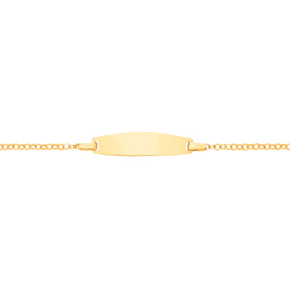 Kids 9ct Gold  Round Belcher Oval Convex Identity ID Bar Bracelet - G9CID0009