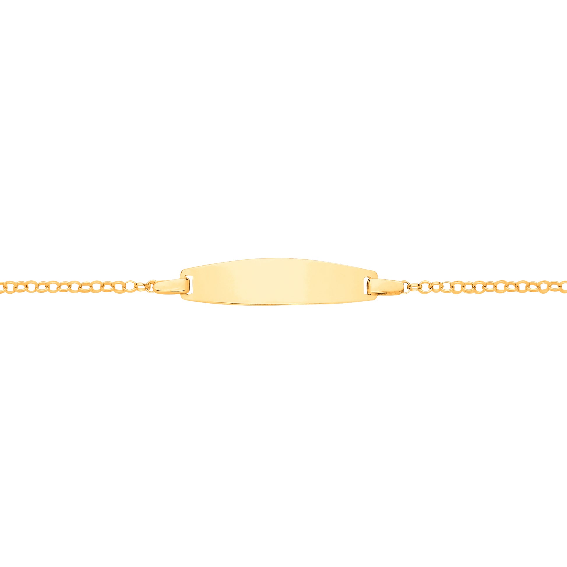 Kids 9ct Gold  Round Belcher Oval Convex Identity ID Bracelet 6" - G9CID0009