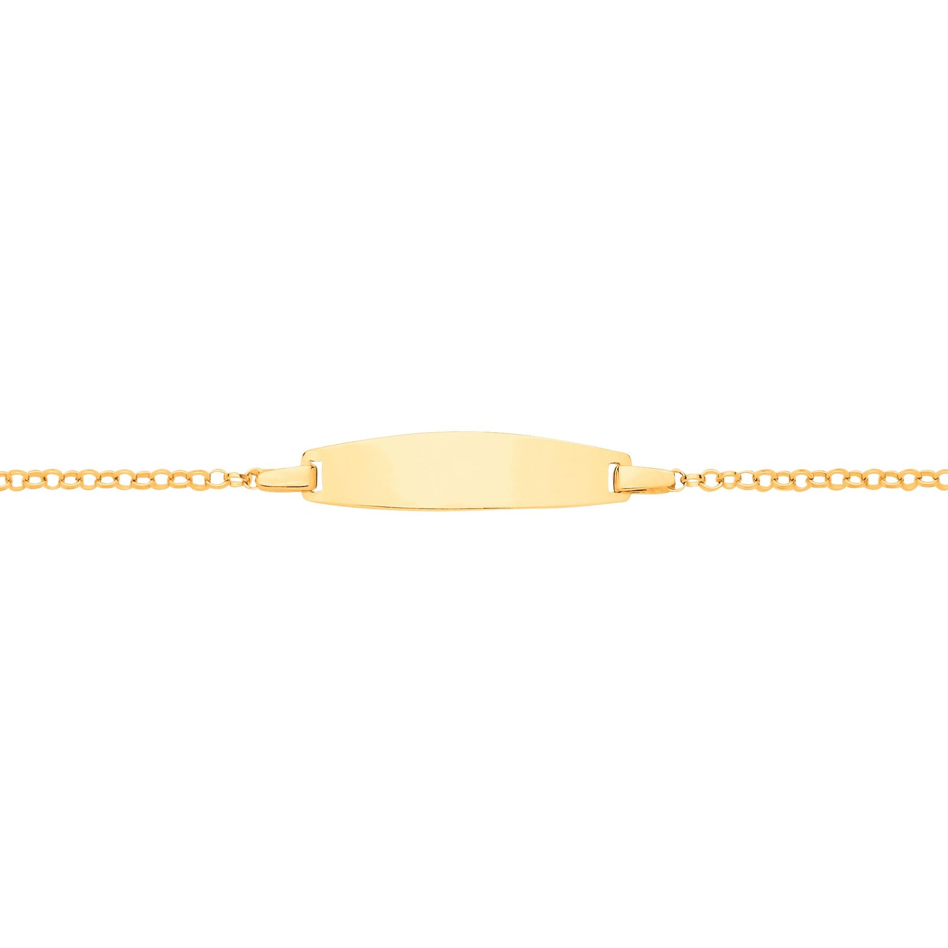 Kids 9ct Gold  Round Belcher Oval Convex Identity ID Bracelet 6" - G9CID0009