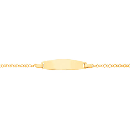 Kids 9ct Gold  Round Belcher Oval Convex Identity ID Bracelet 6" - G9CID0009