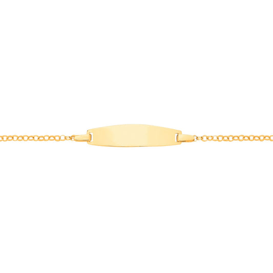 Kids 9ct Gold  Round Belcher Oval Convex Identity ID Bracelet 6" - G9CID0009