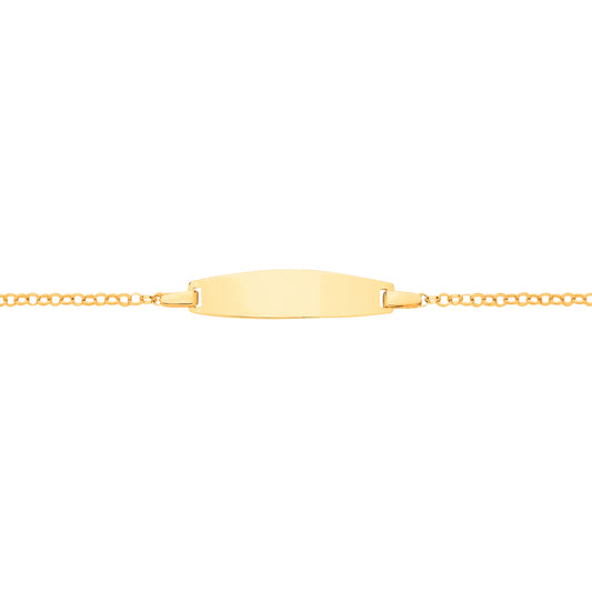 Kids 9ct Gold  Round Belcher Oval Convex Identity ID Bracelet 6" - G9CID0009