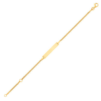 Kids 9ct Gold  Classic Curb Identity ID Bar Bracelet 5 + 1 inch - G9CID0010