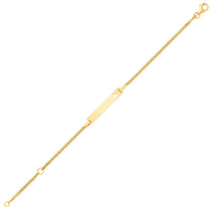 Kids 9ct Gold  Classic Curb Heart Identity ID Bar Bracelet 5 + 1" - G9CID0011