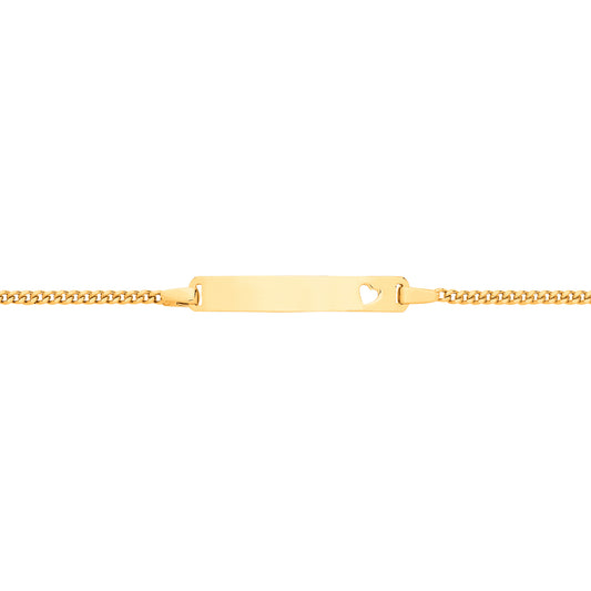 Kids 9ct Gold  Classic Curb Heart Identity ID Bar Bracelet 5 + 1" - G9CID0011