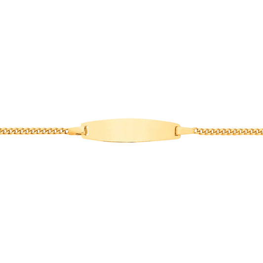 Kids 9ct Gold  Classic Curb Oval Convex Identity ID Bar Bracelet - G9CID0012