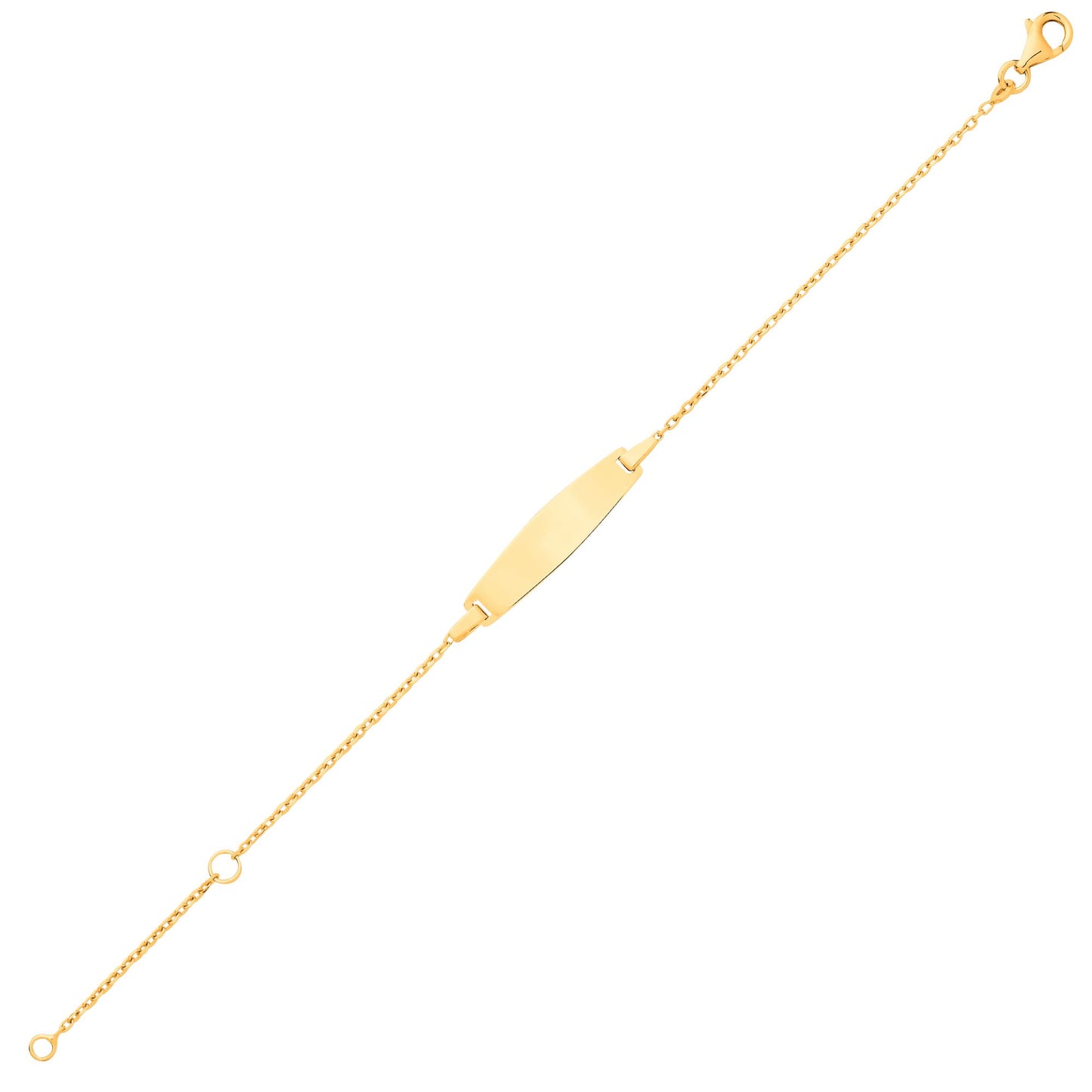 Kids 9ct Gold  Trace Link Oval Convex Identity ID Bar Bracelet 6" - G9CID0015