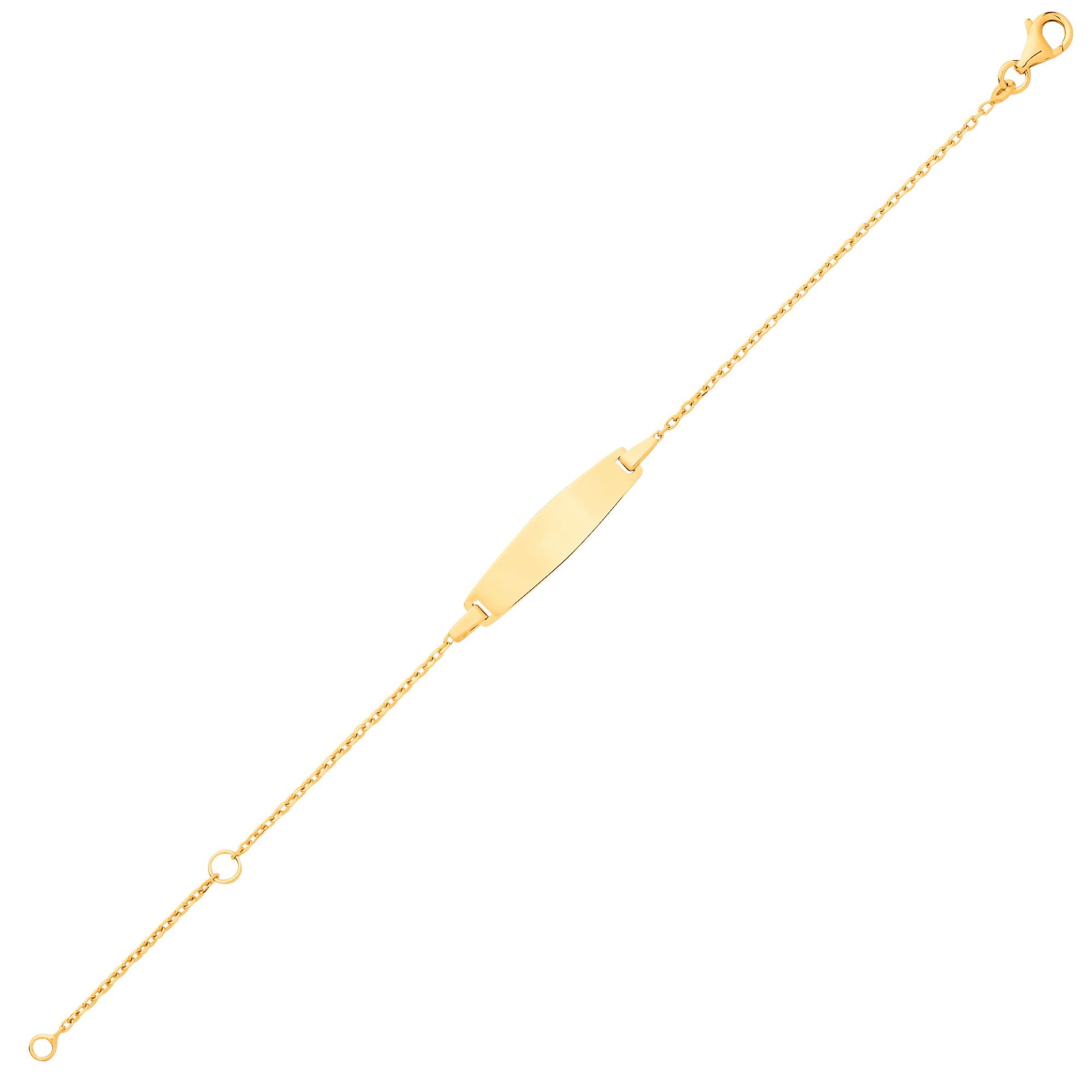 Kids 9ct Gold  Trace Link Oval Convex Identity ID Bar Bracelet 6" - G9CID0015