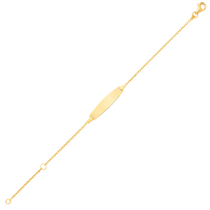 Kids 9ct Gold  Trace Link Oval Convex Identity ID Bar Bracelet 6" - G9CID0015