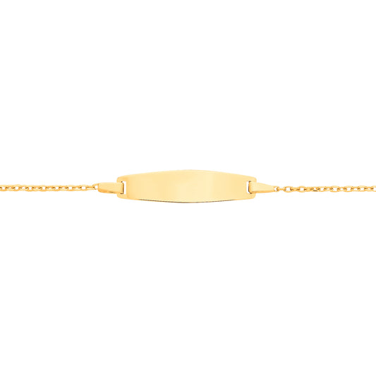 Kids 9ct Gold  Trace Link Oval Convex Identity ID Bar Bracelet - G9CID0015