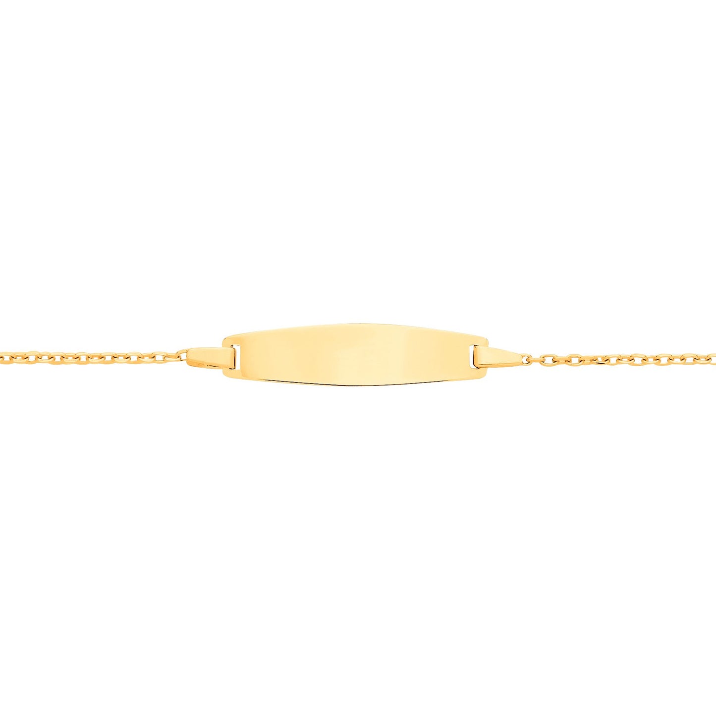 Kids 9ct Gold  Trace Link Oval Convex Identity ID Bar Bracelet 6" - G9CID0015