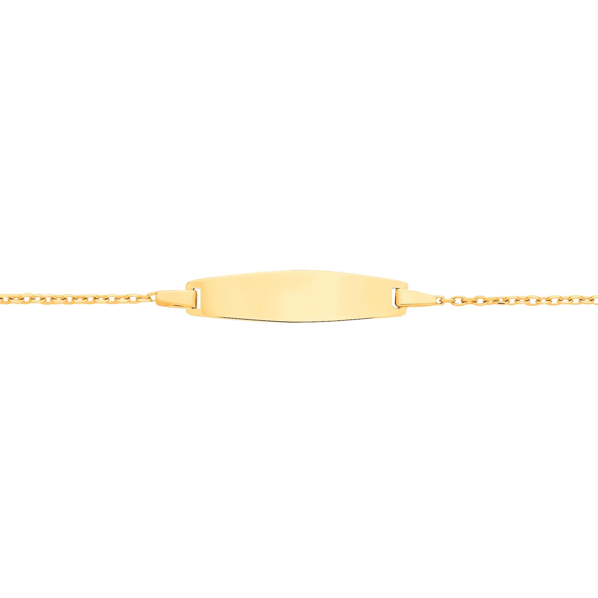 Kids 9ct Gold  Trace Link Oval Convex Identity ID Bar Bracelet 6" - G9CID0015