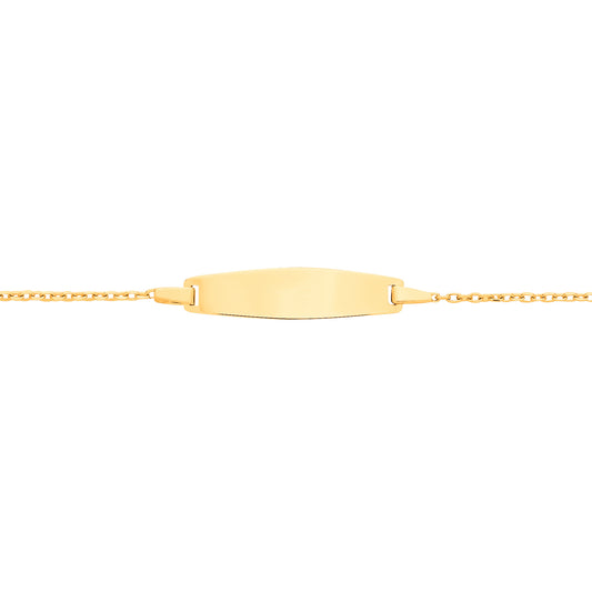 Kids 9ct Gold  Trace Link Oval Convex Identity ID Bar Bracelet 6" - G9CID0015