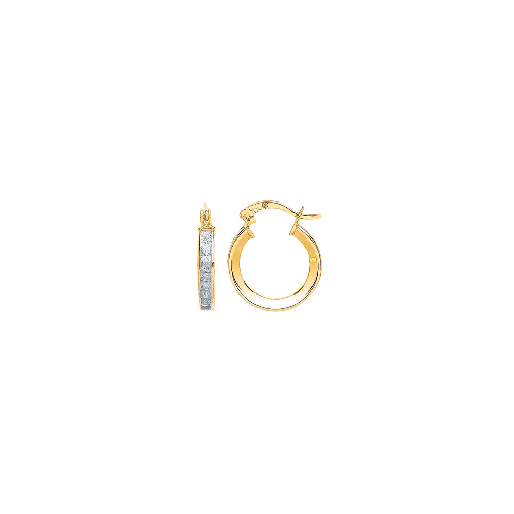 9ct Gold  Channel Set Eternity Hoop Earrings - G9E8002
