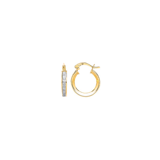 9ct Gold  Channel Set Eternity Hoop Earrings - G9E8002