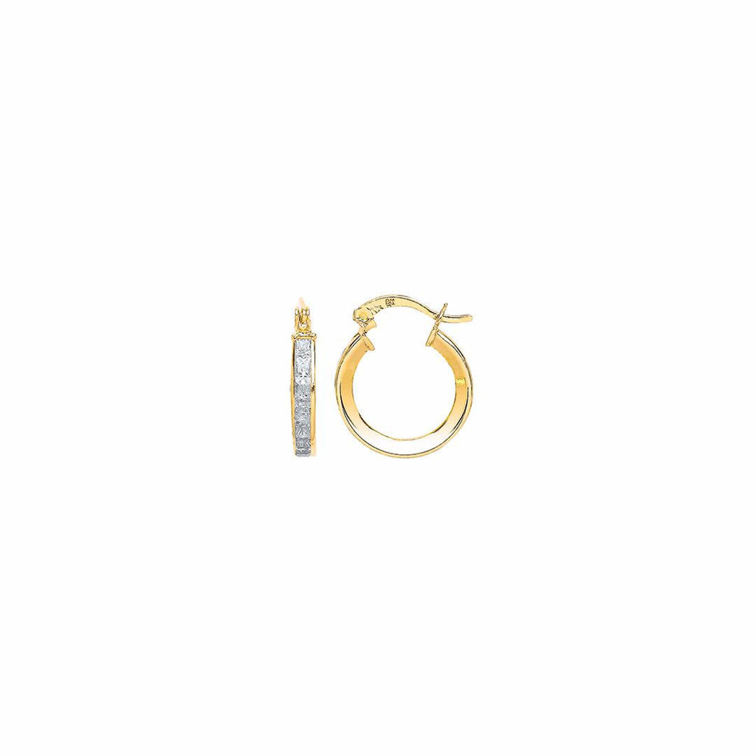 9ct Gold  Princess CZ Channel Set Eternity Hoop Earrings - G9E8002