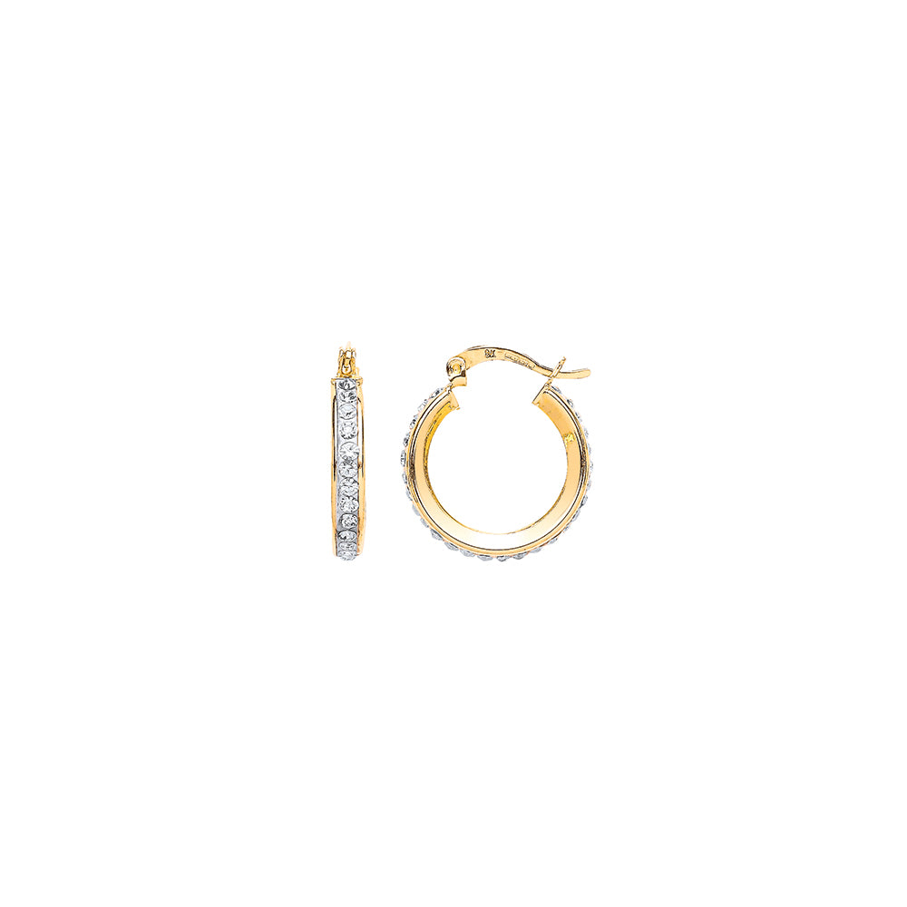 9ct Gold  CZ Hoop Earring Hoop Earrings - G9E8007