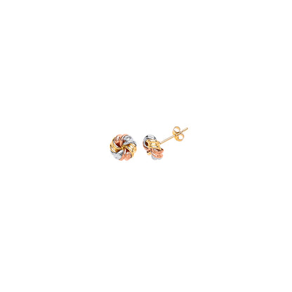3-Colour 9ct Gold Three Colour Flower stud earrings - G9E8032