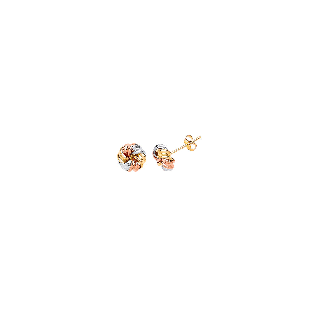 3-Colour 9ct Gold  Three Colour Flower stud earrings - G9E8032