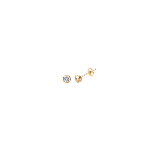 9ct Gold  Donut Bezel Solitaire Stud Earrings - G9E8037