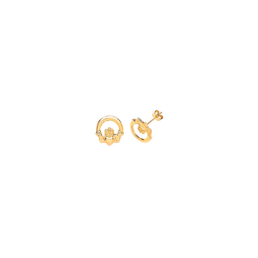 9ct Gold  fáinne Chladaigh Claddagh Stud Earrings - G9E8040