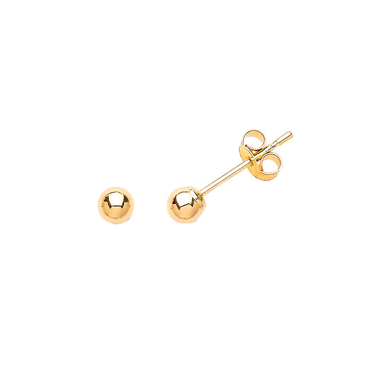9ct Gold  Polished Bead Round Ball Stud Earrings 3mm - G9E8041
