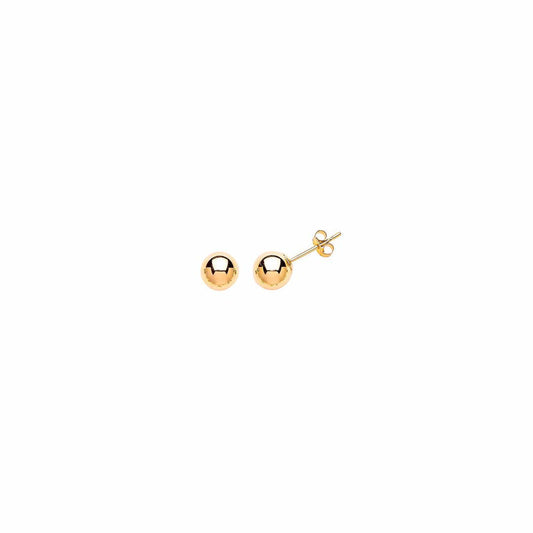 9ct Gold  Polished Bead Round Ball Stud Earrings 6mm - G9E8044
