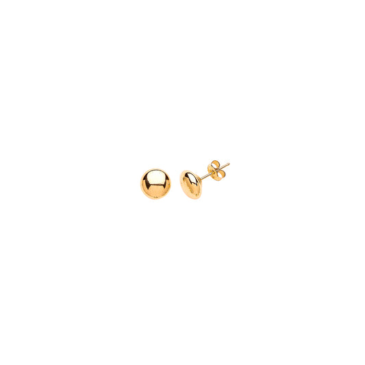 9ct Gold  Round Dome Button Stud Earrings - G9E8046