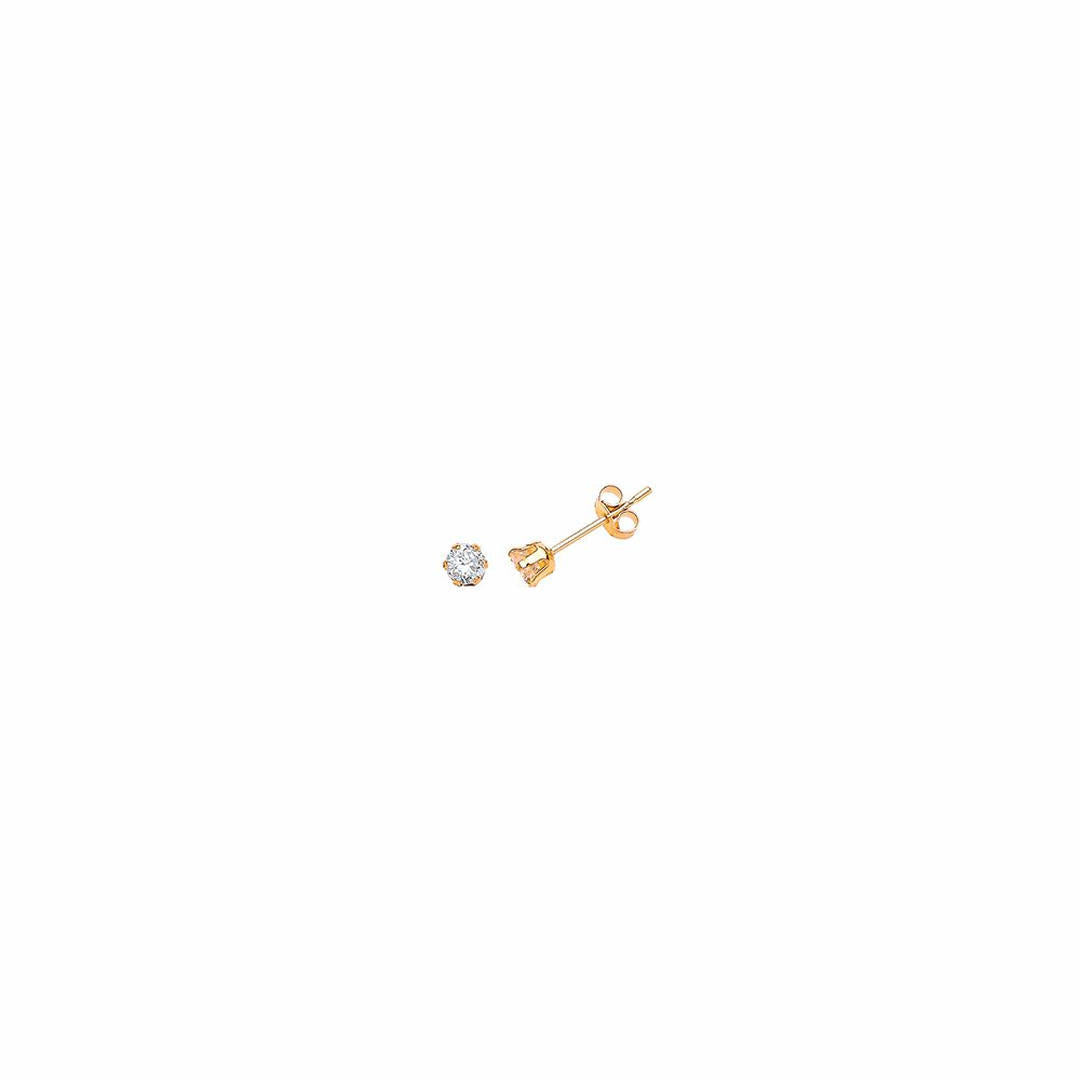 9ct Gold  CZ Claw Set stud earrings - G9E8049