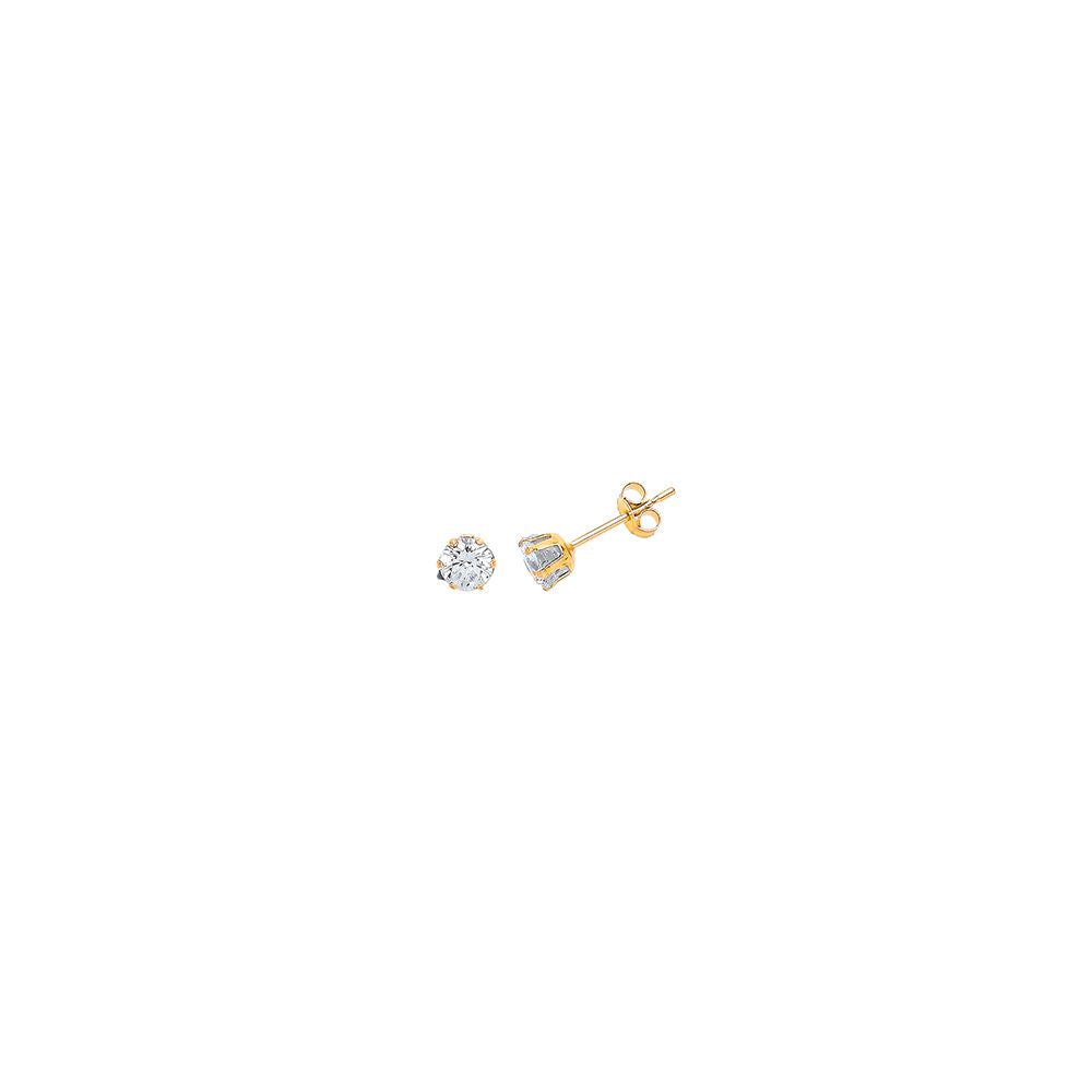 9ct Gold  CZ 6 Claw Solitaire Stud Earrings - G9E8050