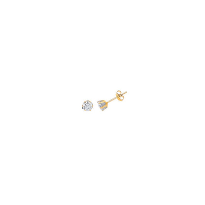 9ct Gold  CZ 6 Claw Solitaire Stud Earrings - G9E8050