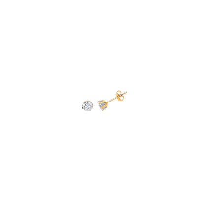 9ct Gold  CZ 6 Claw Solitaire Stud Earrings - G9E8050