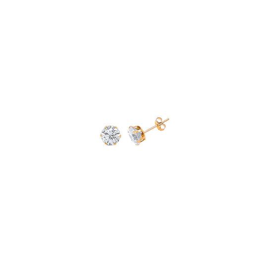 9ct Gold  CZ 6 Claw Solitaire Stud Earrings - G9E8052