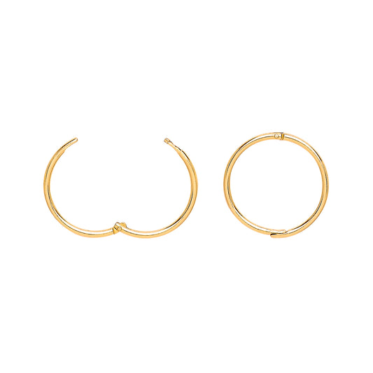 9ct Gold  Plain Hinged Sleeper Hoop Earrings - G9E8054