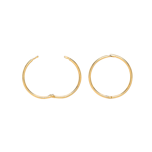 9ct Gold  Plain Hinged Sleeper Hoop Earrings - G9E8055