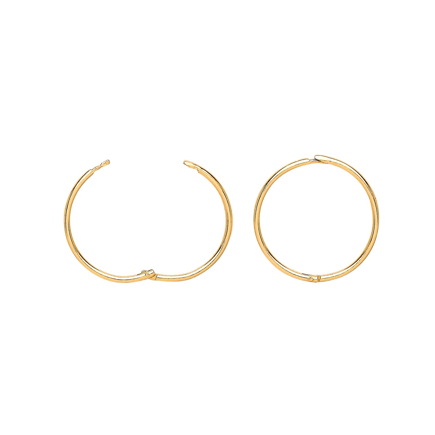 9ct Gold  Plain Hinged Sleeper Hoop Earrings - G9E8055