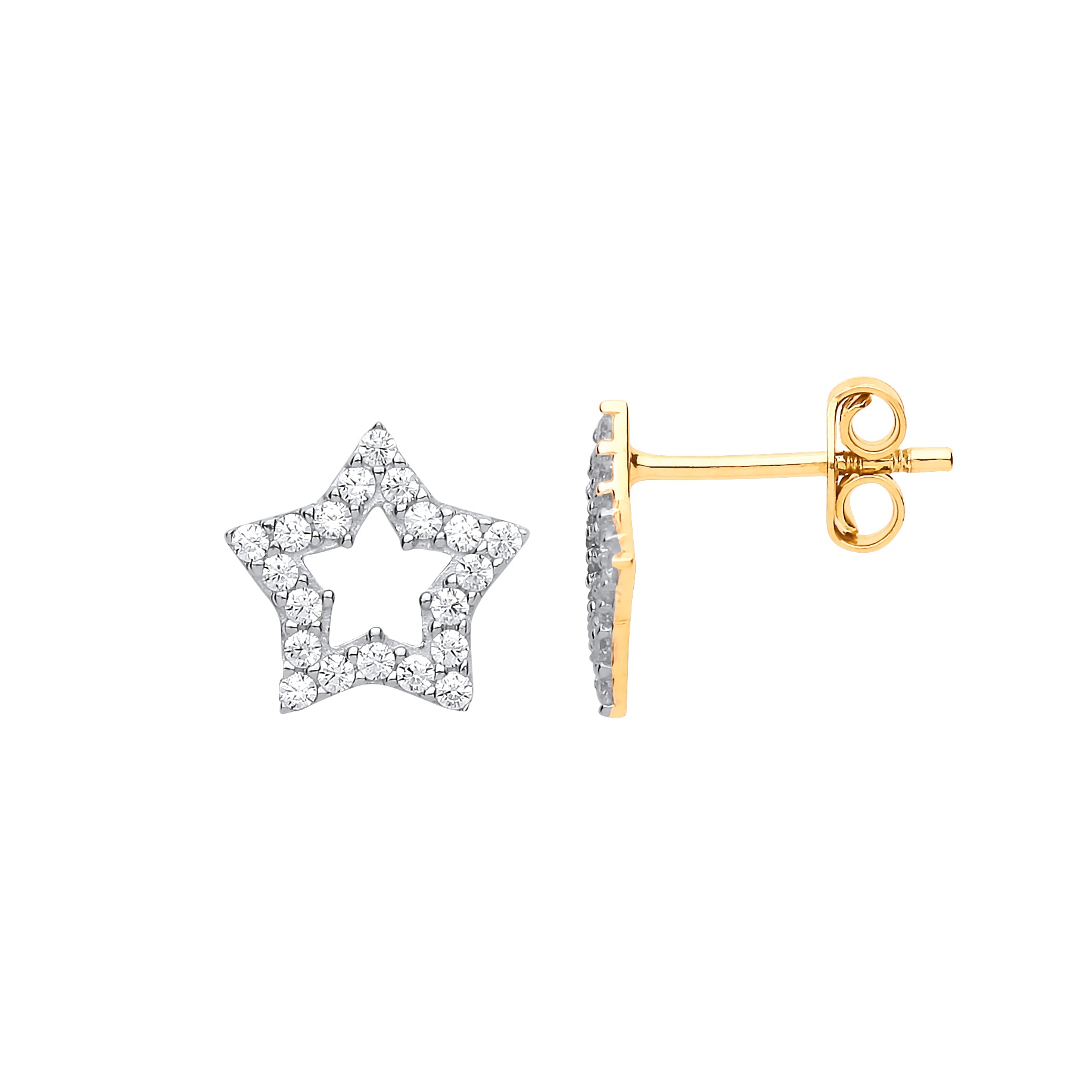 9ct Gold  CZ Star Stud Earrings Drop Earrings - G9E8062