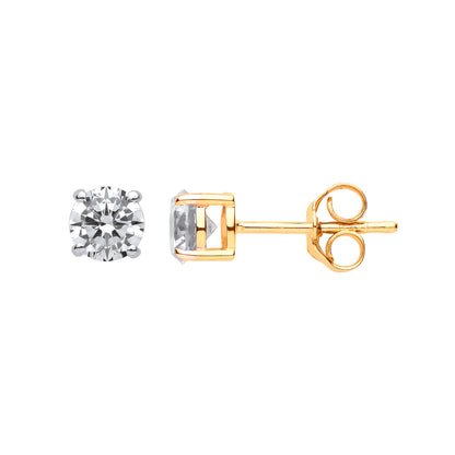 9ct Gold  4 Claw Solitaire Stud Earrings 5mm - G9E8067