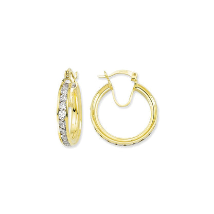 9ct Gold  CZ Channel Set Eternity Hoop Earrings - G9E8072