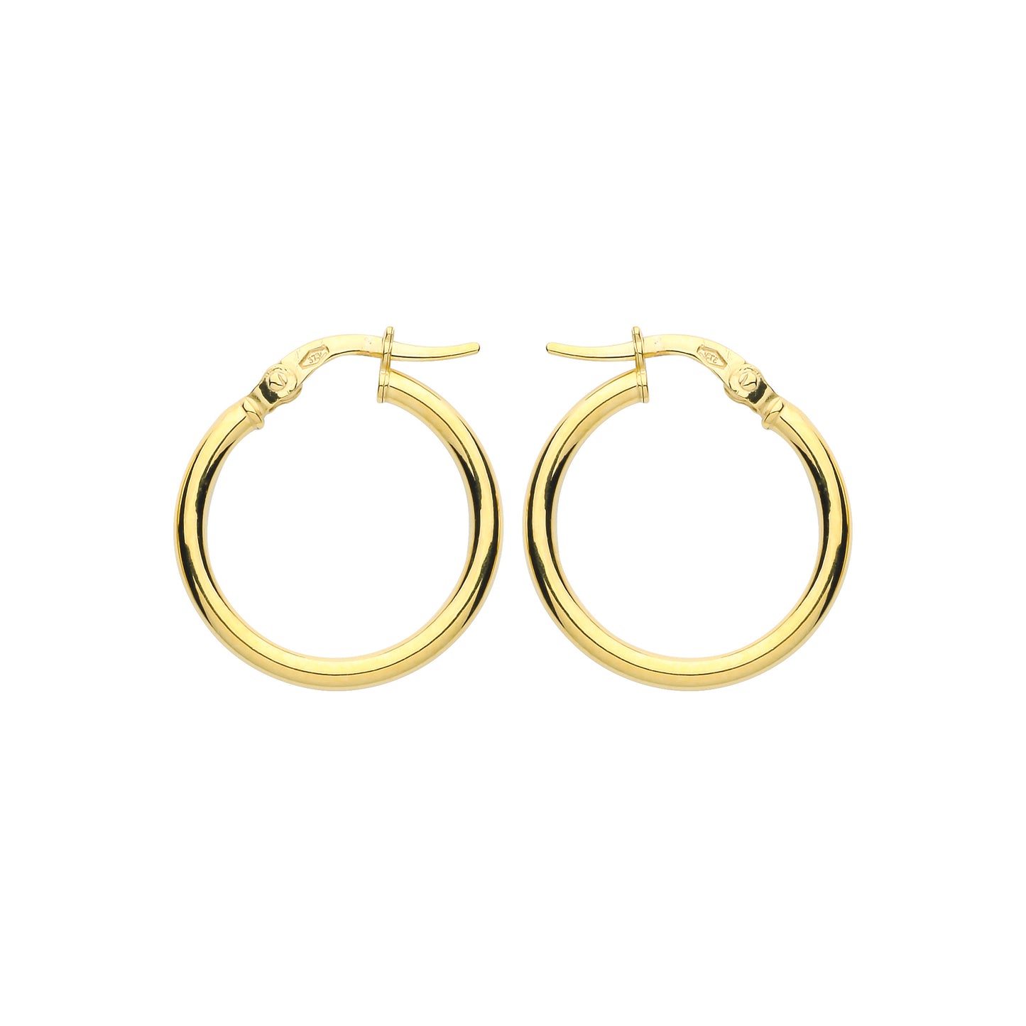 9ct Gold  Plain Polished Round Tube Hoop Earrings 20mm 2mm - G9E8079