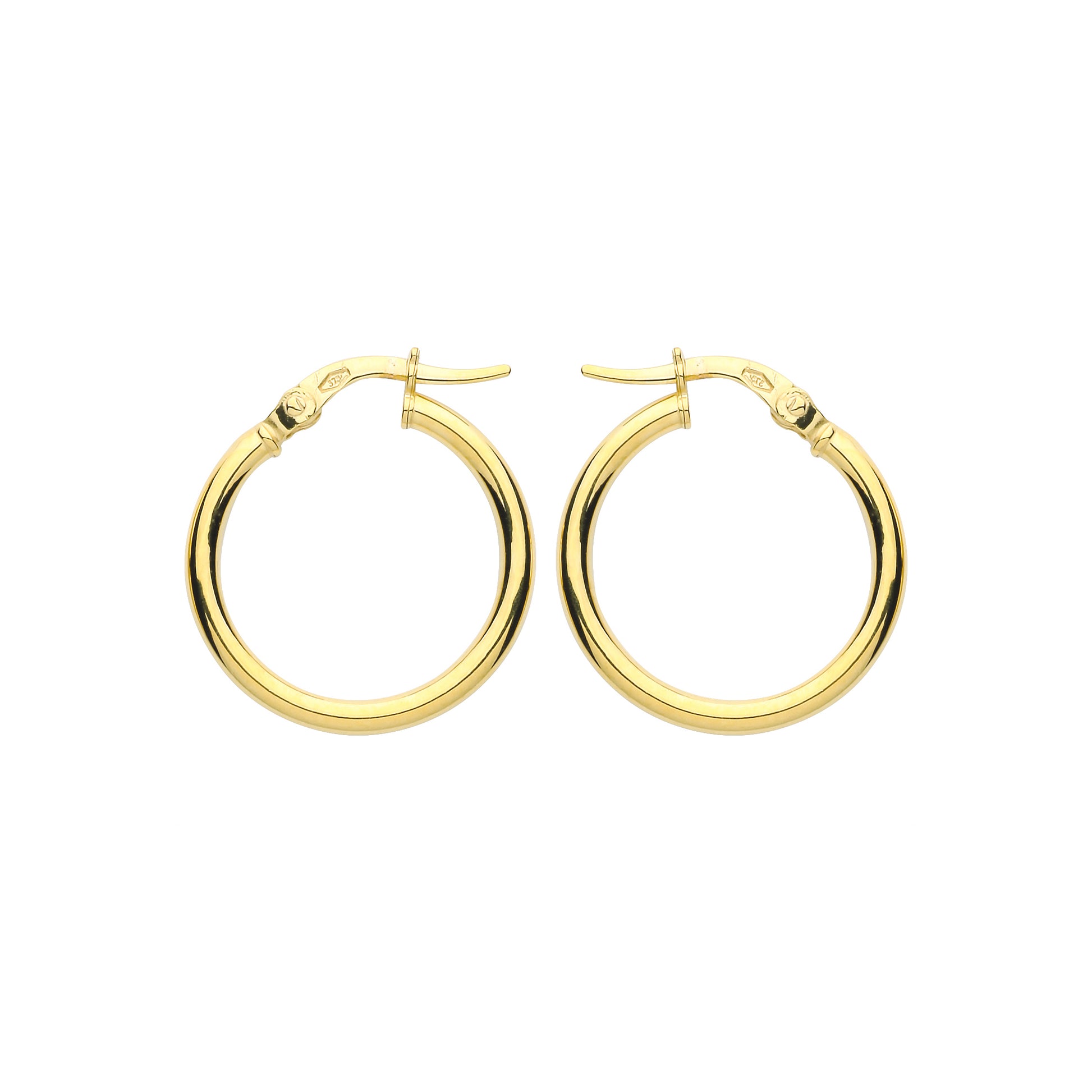 9ct Gold  Plain Polished Round Tube Hoop Earrings 20mm 2mm - G9E8079