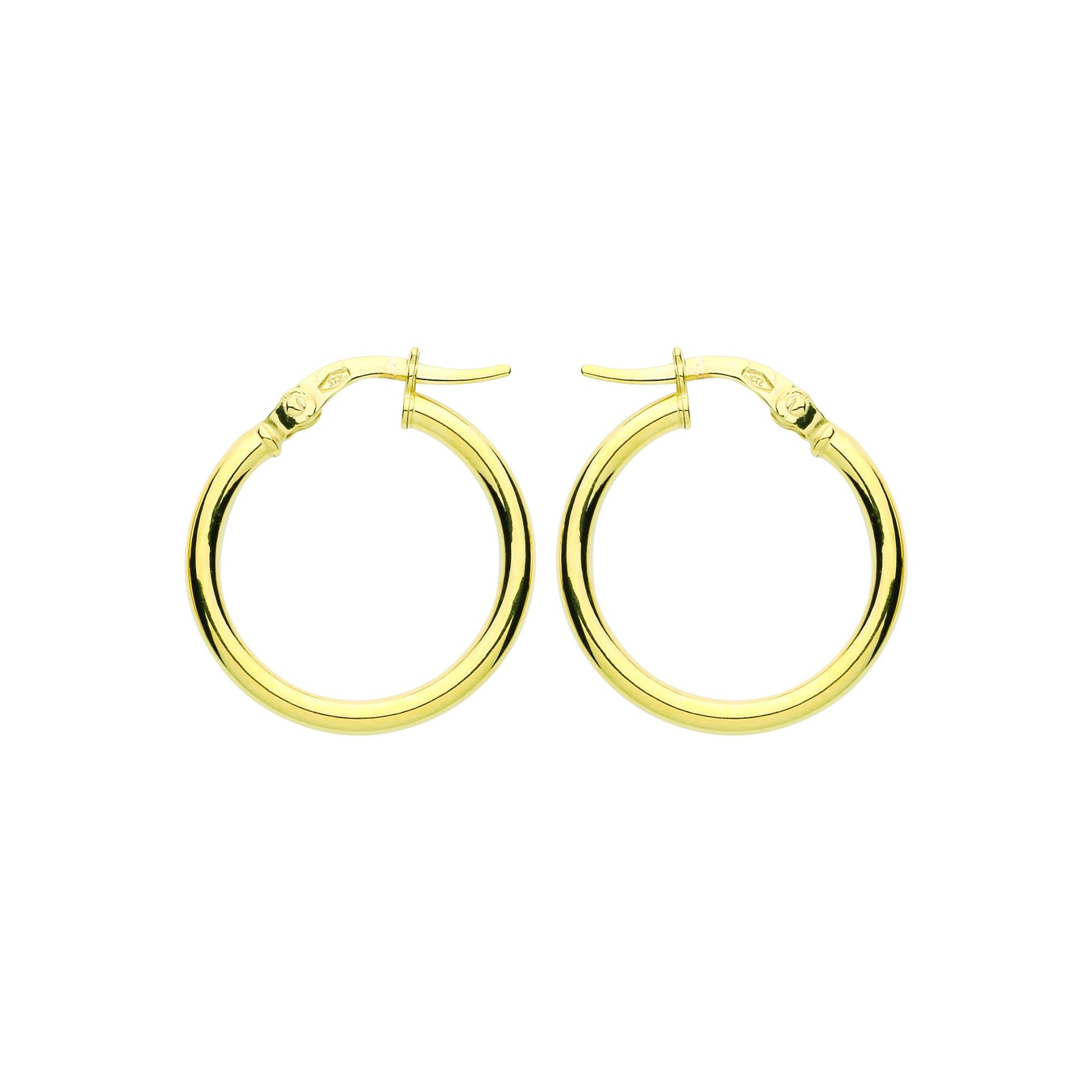 9ct Gold  Plain Polished Round Tube Hoop Earrings 20mm 2mm - G9E8079