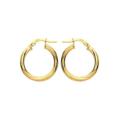 9ct Gold  Classic Twist Hoop Earrings 20mm 2.5mm - G9E8086
