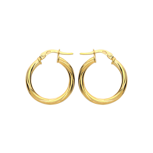 9ct Gold  Classic Twist Hoop Earrings 20mm 2.5mm - G9E8086