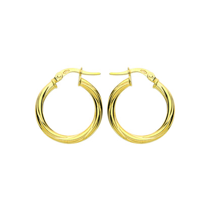 9ct Gold  Classic Twist Hoop Earrings 20mm 2.5mm - G9E8086