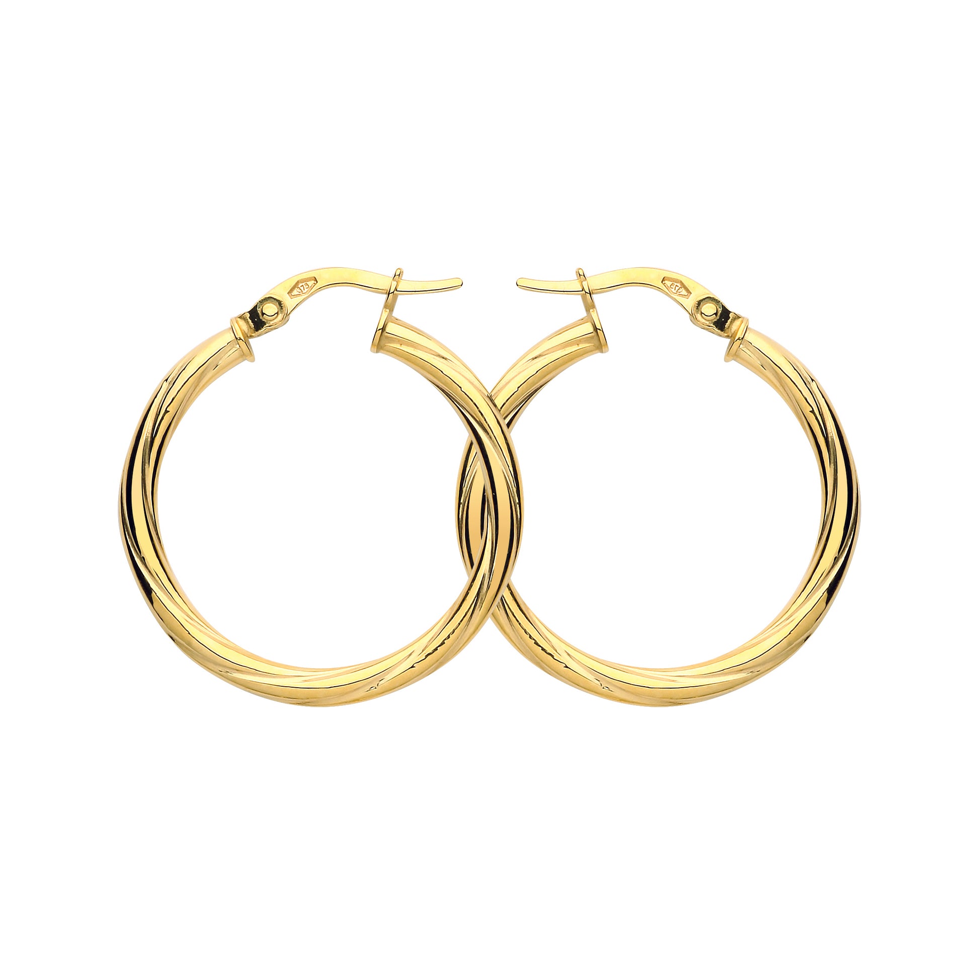 9ct Gold  Classic Twist Hoop Earrings 25mm 2.5mm - G9E8087