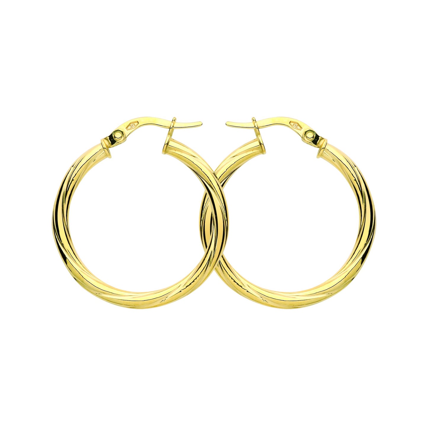 9ct Gold  Classic Twist Hoop Earrings 25mm 2.5mm - G9E8087