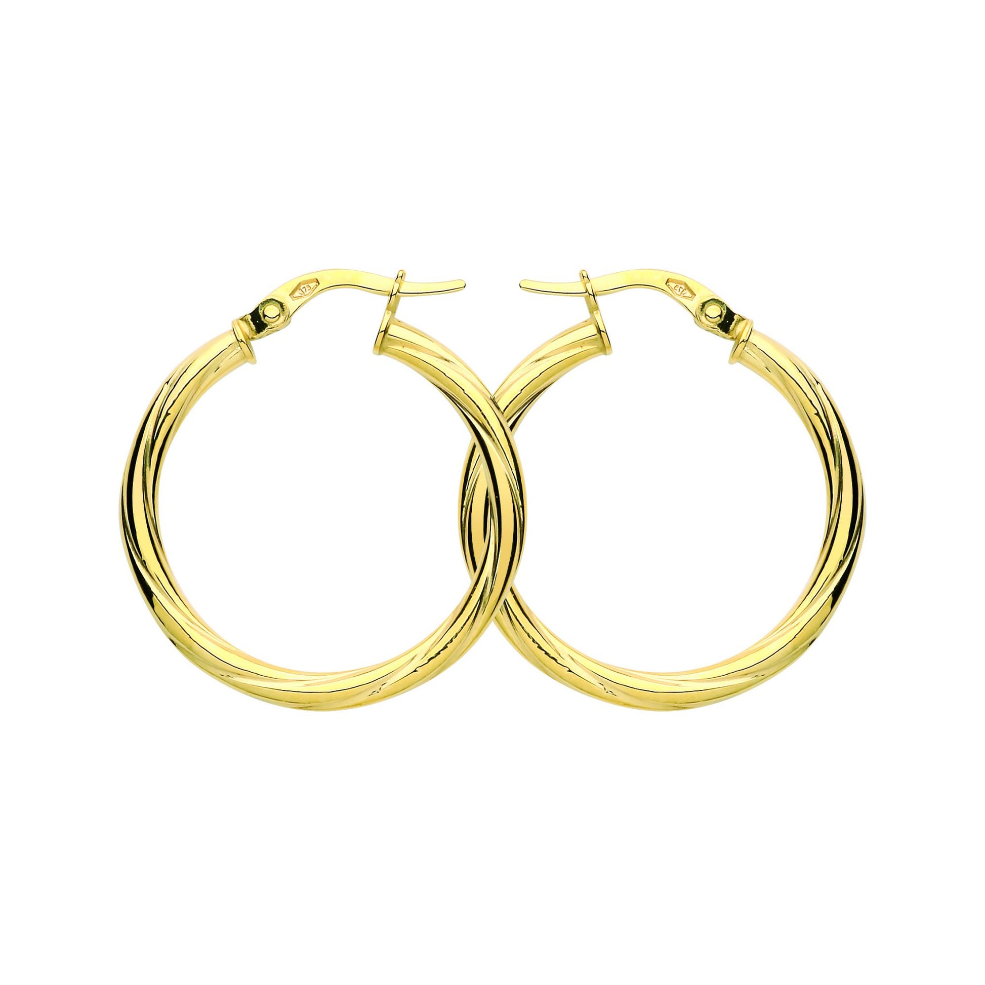 9ct Gold  Classic Twist Hoop Earrings 25mm 2.5mm - G9E8087